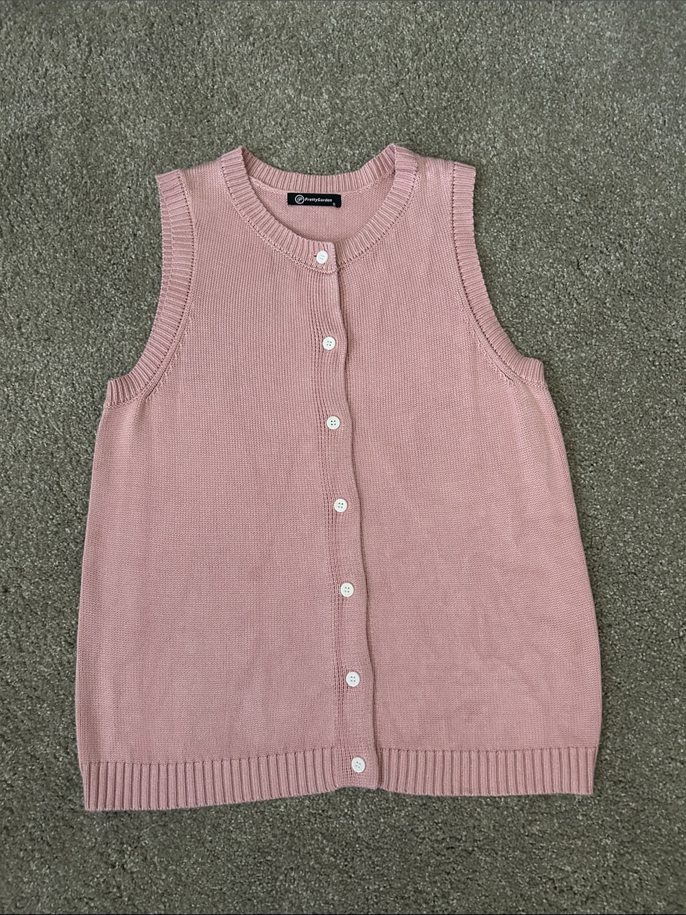 PrettyGarden Dusty Pink Sleeveless Button-Front Knit Vest